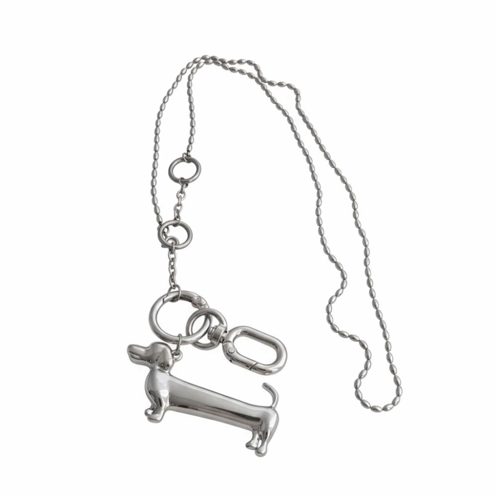 

Винтажное ожерелье с подвеской в виде таксы, модная цепочка из бусин, трендовый мультяшный чокер с собакой, женское серебряный