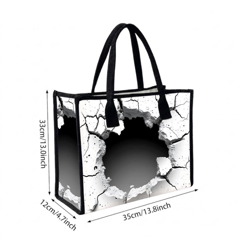 Cracked Effect Tote Bag Stylish Casual Shoulder Bag Large Capacity Shopping Handbag