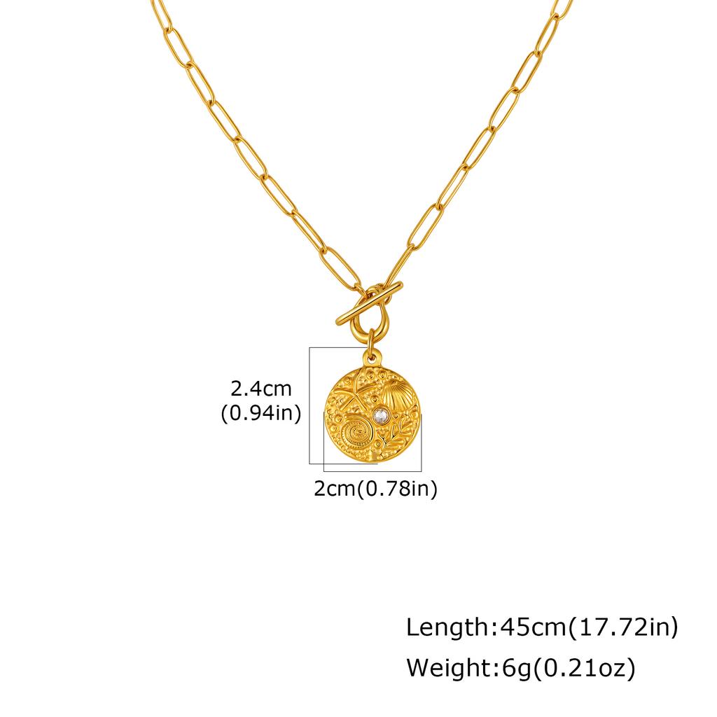 Trendy Chic Shell Conch Strawberry Heart Pendant Stainless Steel OT Buckle Square Chain Necklace for Women Jewelry Gifts
