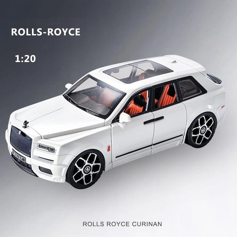 Diecast Metal Toy Car 1/20 for Rolls-Royce Cullinan SUV Off-Road Alloy Model Car Simulation Sound Light Toy for Kids