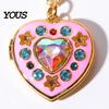 Charming Photo Jewelry Locket Picture Pendant Necklace for Women, Rhinestone Heart/Star Shaped Gift Frame Wife, Girlfriend ,Valentine's Day, Birthday