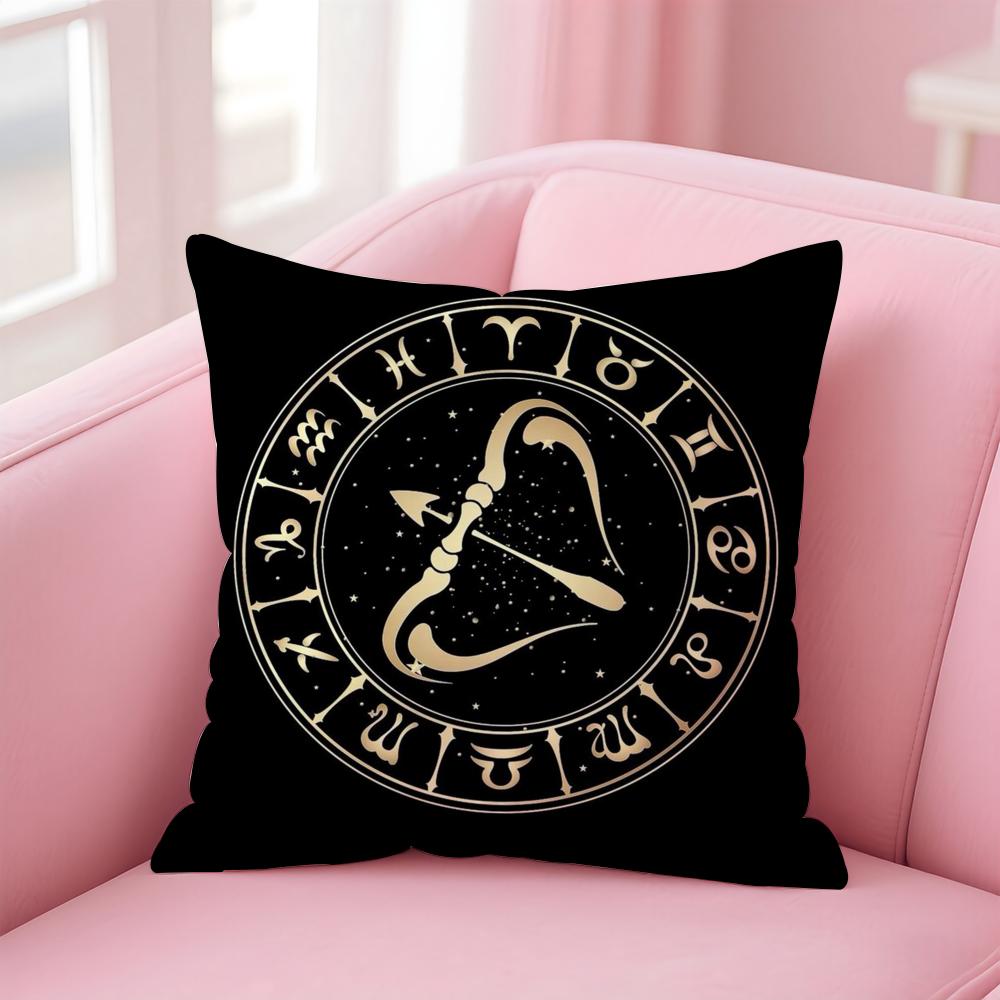 Luxury Twelve Constellation Cushion Cover Home & Car Multi-Scene Pillow Cover - Reversible, Soft & Durable for Daily Use