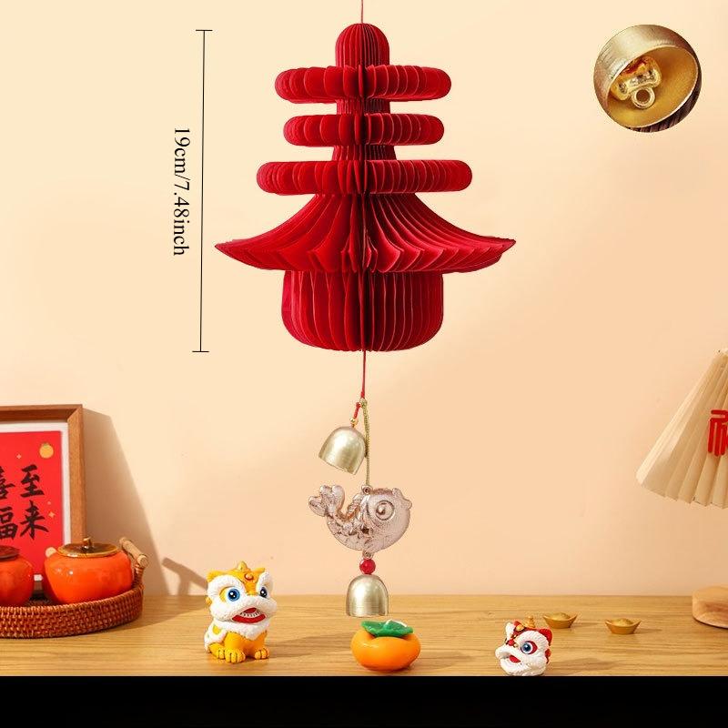 1PC New Year's Decorative Items, Origami Honeycomb Gourd Lantern Holder, Chinese Three-dimensional Spring Pendant