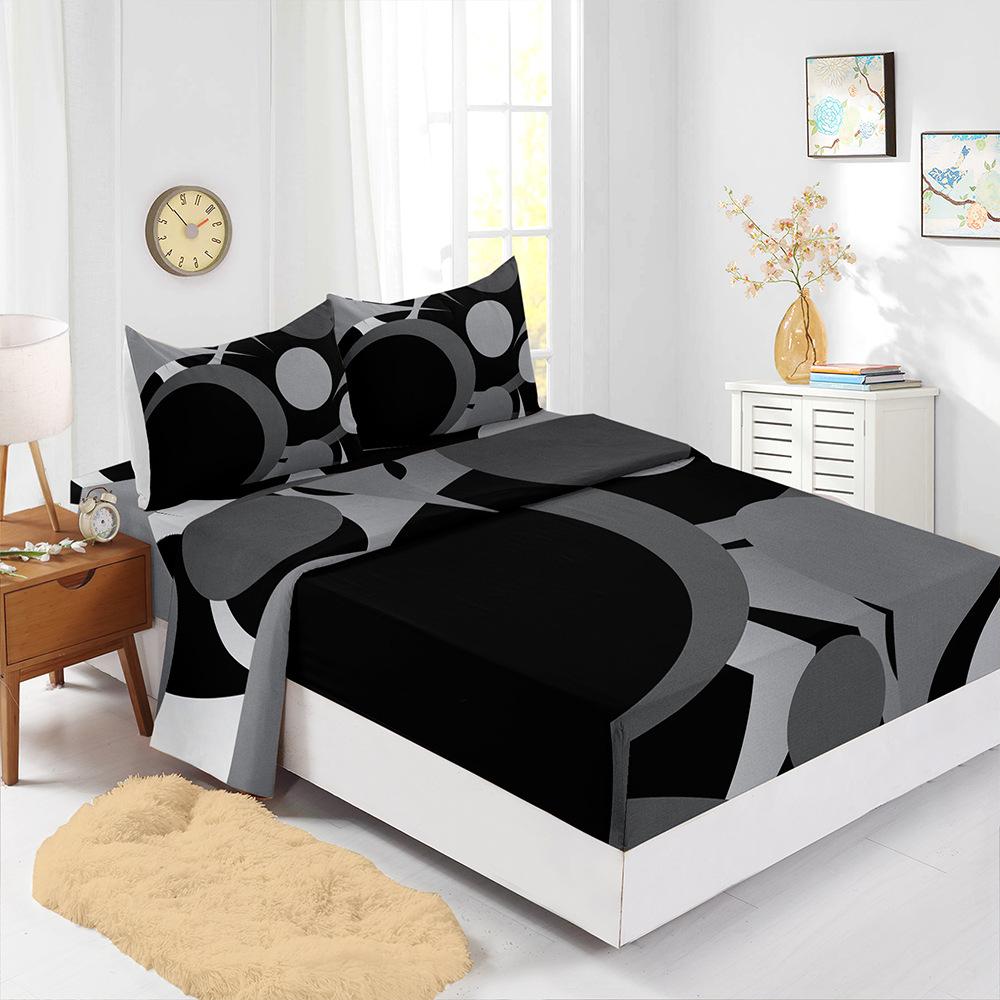 Vierteiliges Matratzenset 3D-Grafikmuster 3D-Digitaldruck-Set Matratzenschutzbezug