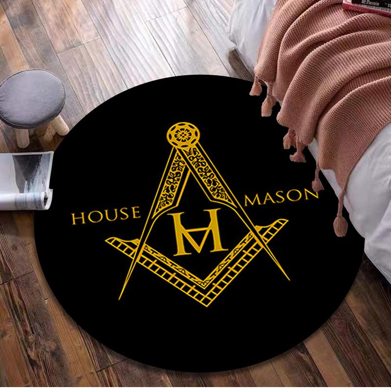 Freemasonry 3 Circular Rug - Office Decorative Carpet For Living Room Bedroom Door Mat Floor Rug Computer Chair Area Rug