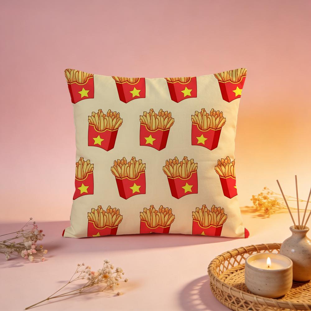 Fun Fast Food French Fries Cushion Cover Comfortable Durable Pillow Cover MultiScene for Home Office Car Sofa