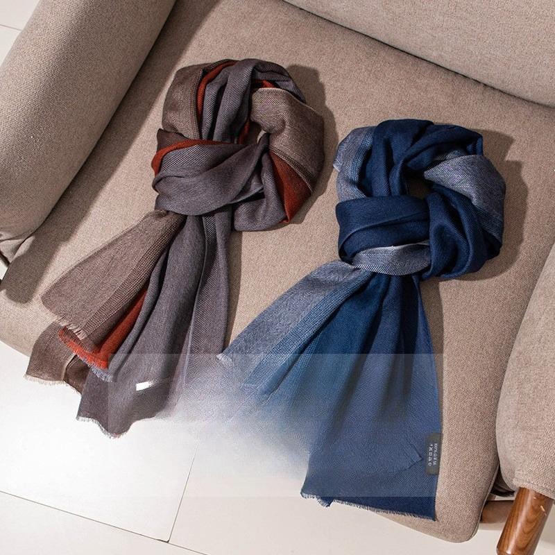 Pure Cashmere Scarf Striped Stitching Autumn and Winter Warm Scarf High End Gift for Women