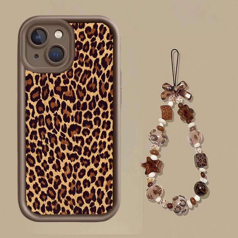 Leopard Print Lanyard Strap Rope Case For OnePlus 15 13 12 11 13T ACE 6 5 Nord 5 4 3 Lite 2 8T 10R Soft Silicone Cover