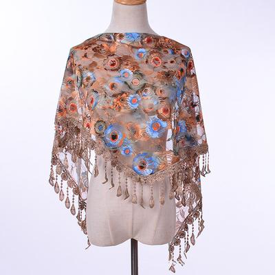 Ny Muslimsk Hodeomslag Blonder Dusker Trekantet Skjerf Dame Blomstret Sjal Elegant Pustende Bryllup Utendørs Tilbehør 50*150cm