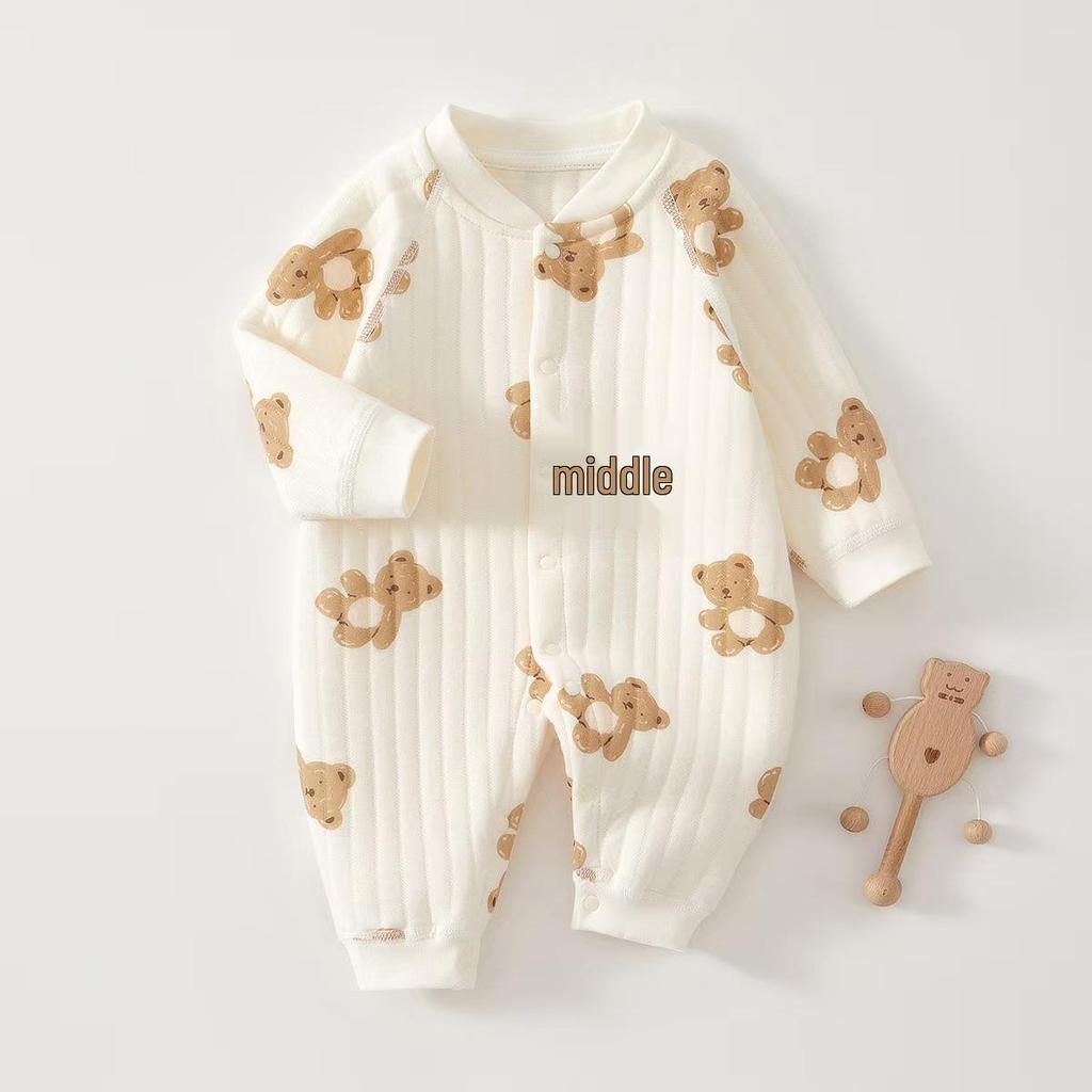 A-Class Pure Cotton Baby Jumpsuit - Warm, Long Sleeve Romper for Autumn/Winter for Newborns