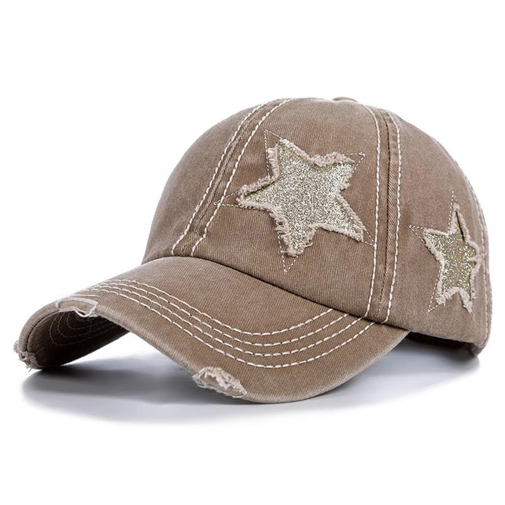 Fashionable Baseball Caps Five Point Star Baseball Cap With Curved Brim And Ponytail Design For Women Outdoor Sports