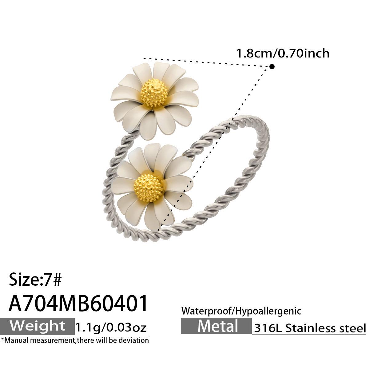 New Niche Daisy Design: Stainless Steel  Zircon Flower Ring Set Size 7