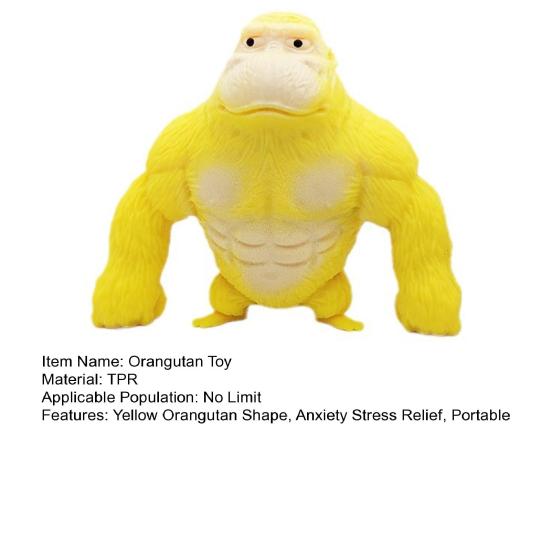Yellow Orangutan Squeeze Toy Anxiety Stress Relief Gorilla Pinch Sensory Toy Teens Adults Soft TPR Calming Animal Fidget Toy