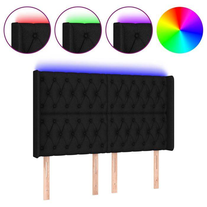 VidaXL Tête de Lit à LED Meuble de Chambre à Coucher Accessoire de Lit Double Tête de Cadre de Lit Intérieur Noir 3124392