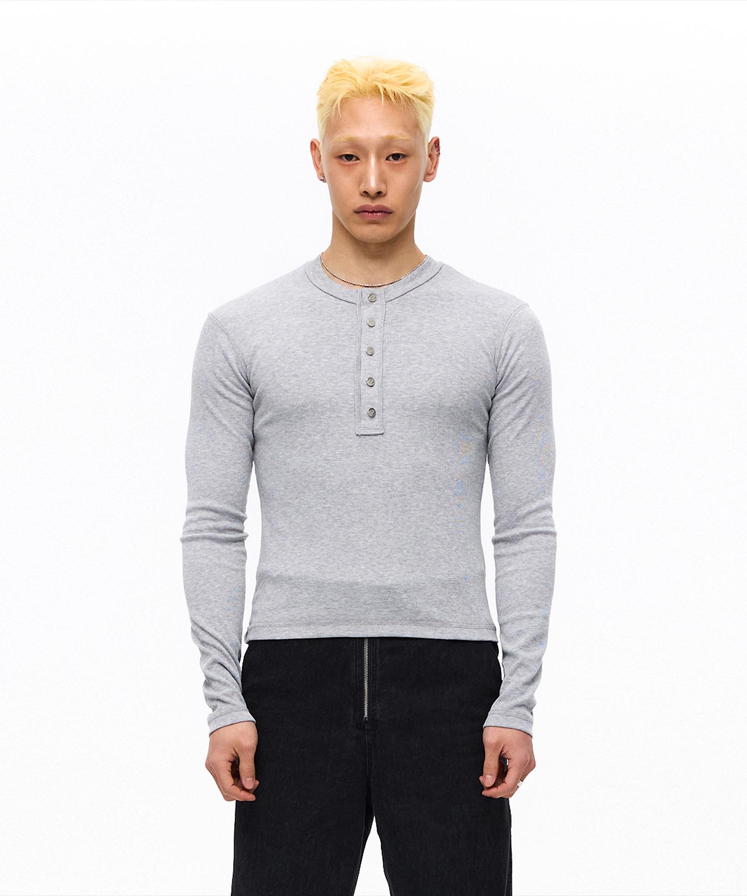 More Than Black Cut Off Snap Long Sleeve - Gery