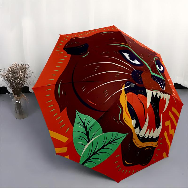 1pc Panther Automatic Opening/closing umbrella, Reinforced 8-Rib Construction, Compact Travel Umbrella yy250808147