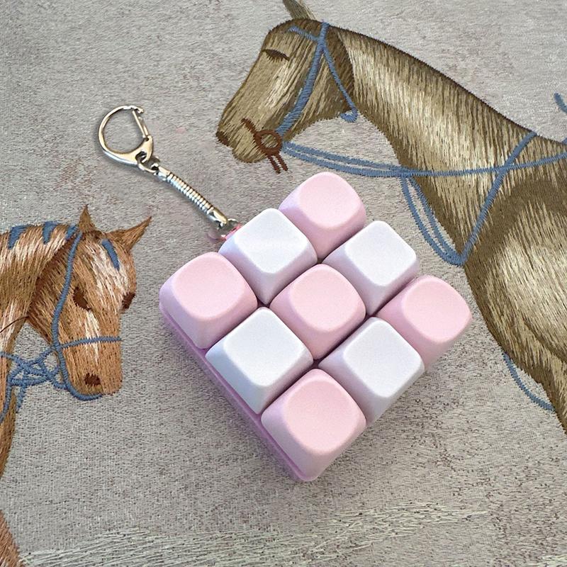 9 Keys Keyboard Fidget Keychain Antistress Keyboard Button Fingertip Key Cap Pendant Stress Relief Toys For Children Adults Gift