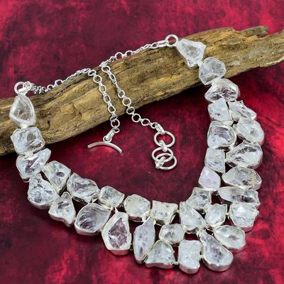Crystal Quartz Rough Necklace, 925 Solid Sterling Silver Necklace, Gemstone Handmade Jewelry Adjustable Chain Necklace Gift For Women Jewelry