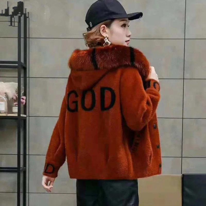 Women Mink Velvet Latest Hooded Autumn Winter Loose Coat Women's Sweater Thickened Warm Coat