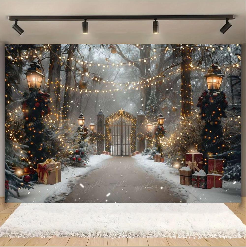 Weihnachts-Hintergrund Fotografie Winter Schnee Weihnachtsbaum Dekoration Neujahrsparty Erwachsene Kinder Foto Hintergründe Banner Requisiten