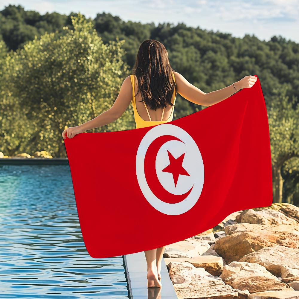 Bandiera Nazionale T-Tunisia Asciugamano Asciugatura Asciugamano da Bagno Applicabile a Nuoto Leggero Campeggio Yoga Spiaggia Fuori