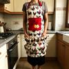 Canvas Apron with Multi-Pockets Egg Gathering Apron for Farm Home Adjustable Waist Fun Rooster Print Utility Apron for Gardening Cooking