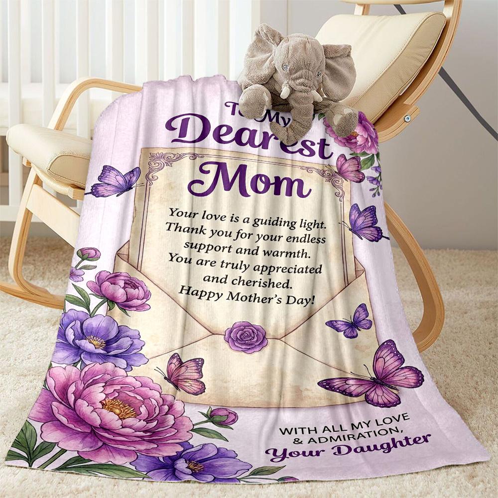 Mom's Gratitude And Love Blanket Suitable for Sofas,travel, Living Rooms Also a Good Gift for Friends and Family Suitable for All Seasons.