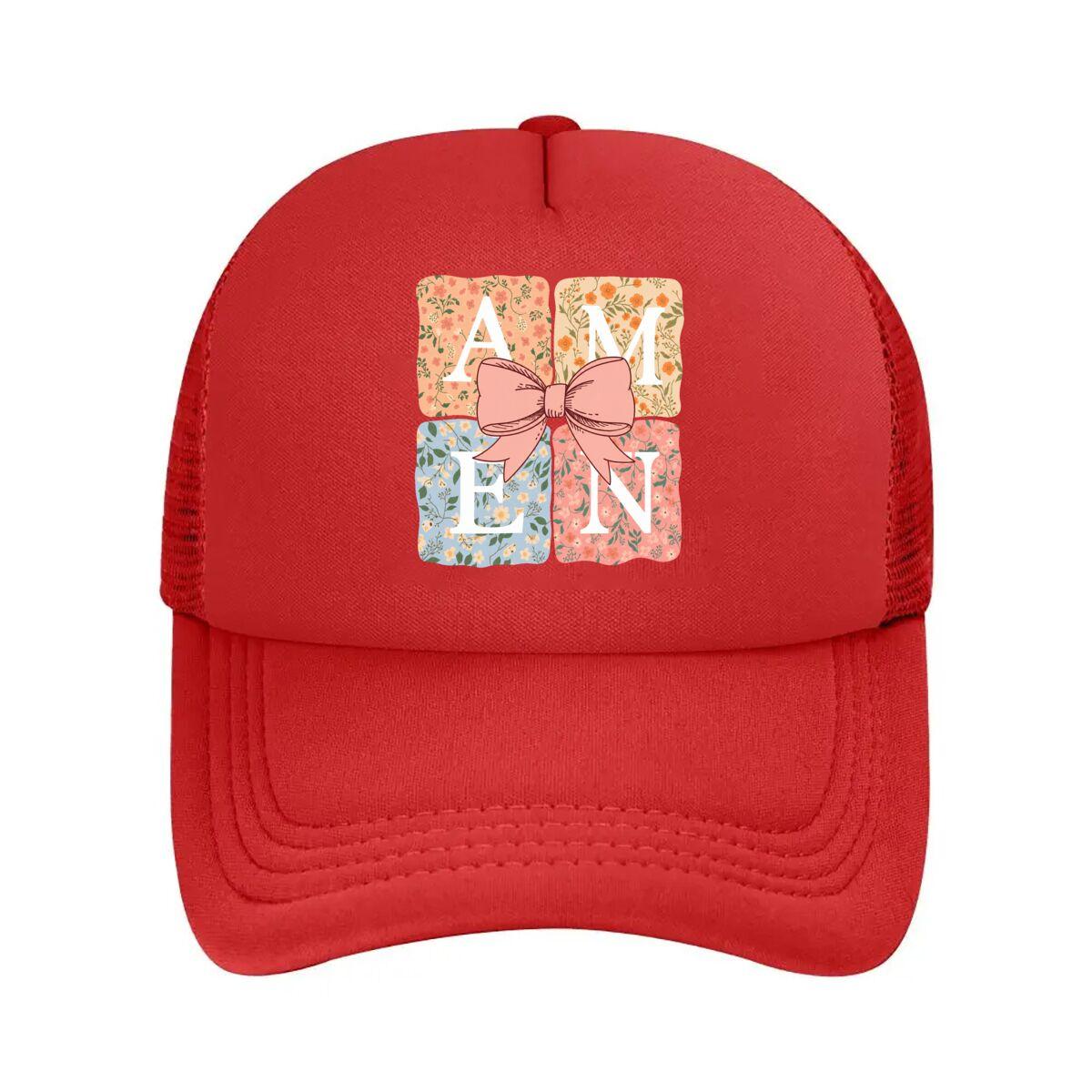 Floral Monogram Bow Coasters Set Mesh Baseball Cap Hip Hop Adjustable