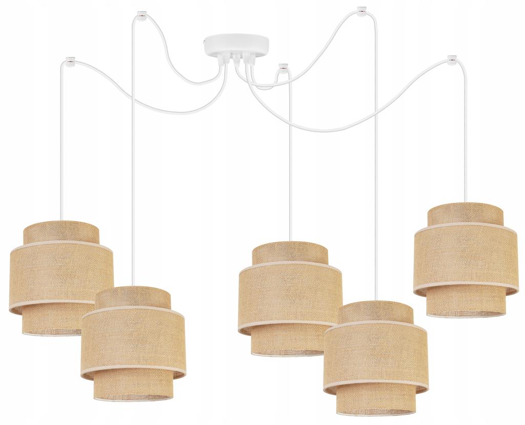 Hanging Lamp, Ceiling Chandelier, Lampshade, Boho Juta