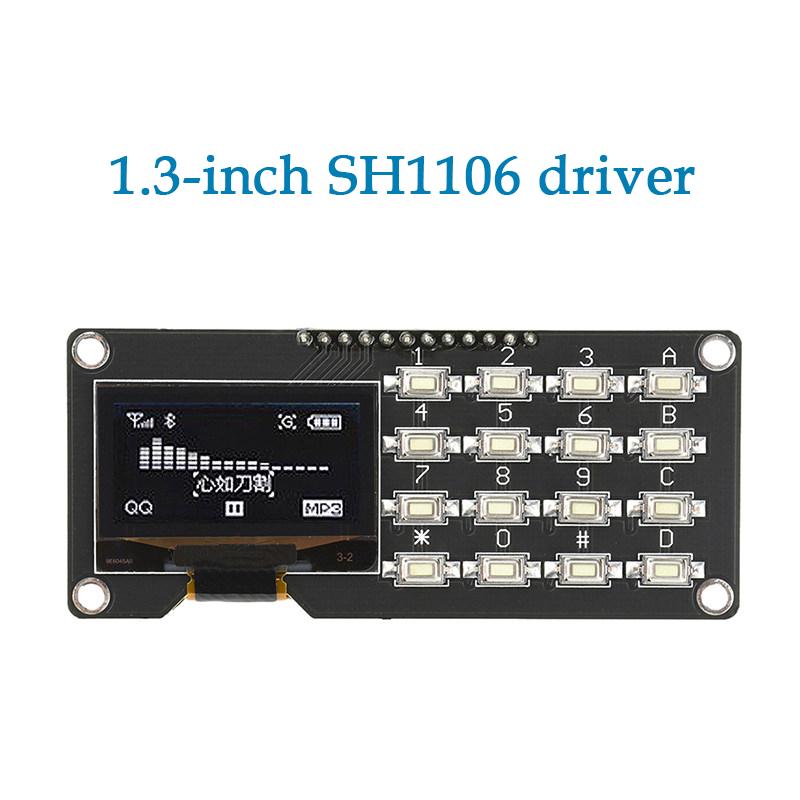 LIZAO 0.96/1.3-inch OLED Display Module with 4x4 Keypad, SSD1106/SSD1315 Driver, 16-Pin Buttons for Arduino Projects