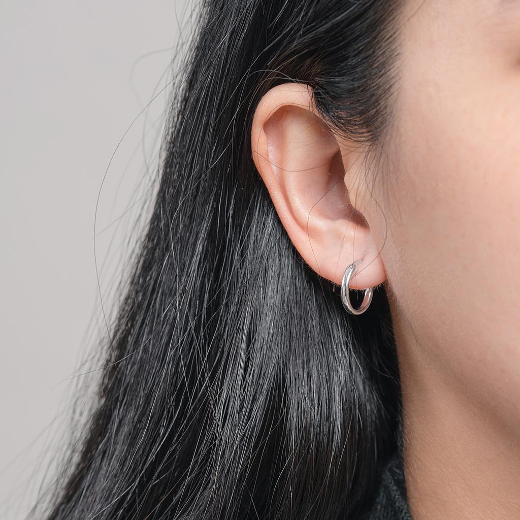 Fashion 925 Silver Plain Simple Round Hoop Earrings Jewelry 18K Gold Plated Sterling Silver Hoop Earrings for Women