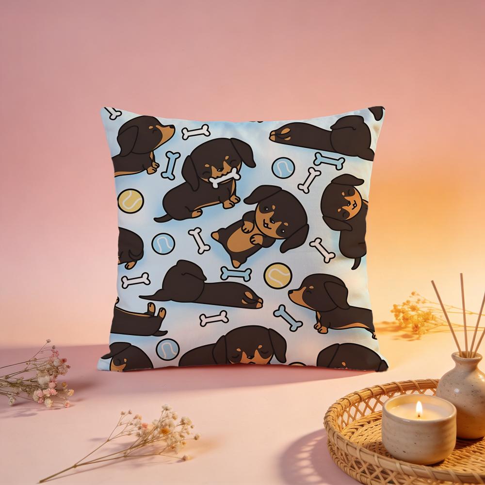 Funny Sausage Dog Print Cushion Cover Comfortable Durable Pillow Cover MultiScene for Home Office Car Sofa