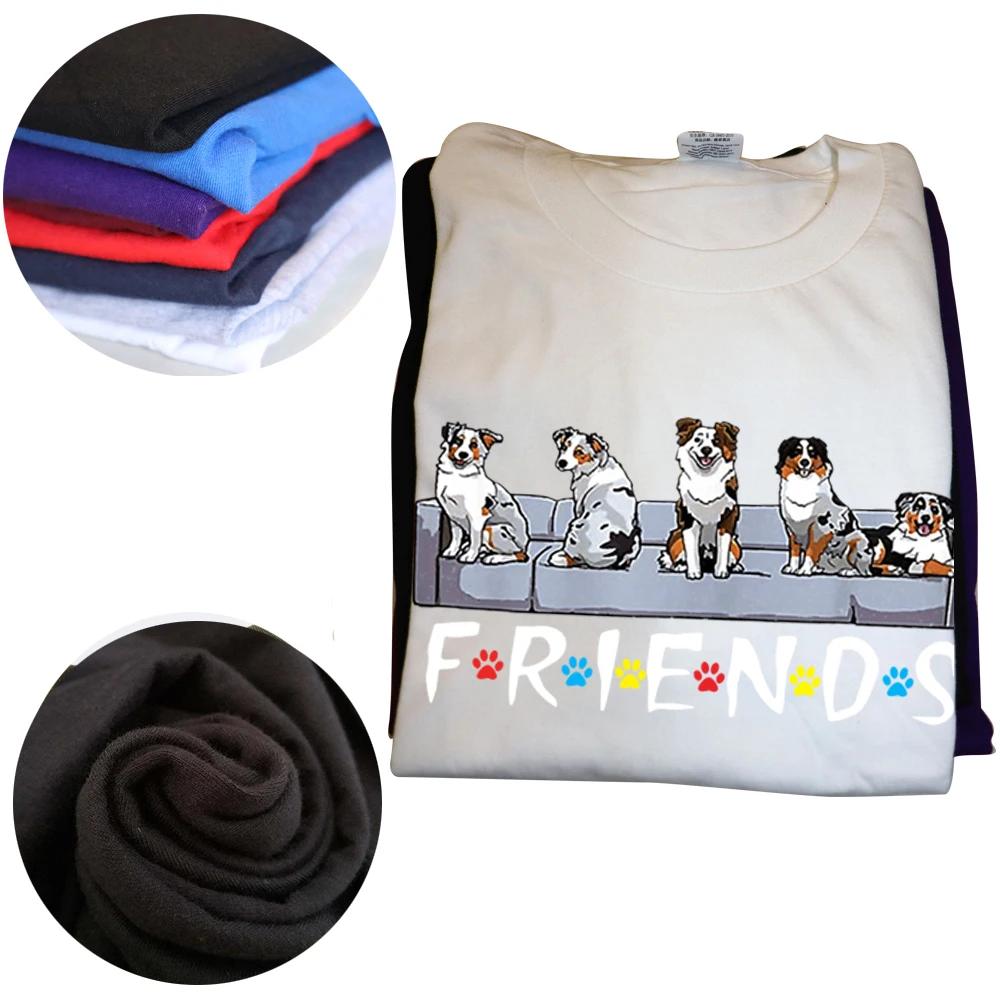 Funny Australian Shepherd Friends T Shirts Summer Graphic Cotton Streetwear Short Sleeve Birthday Gifts T-shirt Mens Clothing