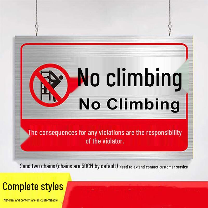 Langxi Stainless Steel Restricted Space No Climbing Warning Sign