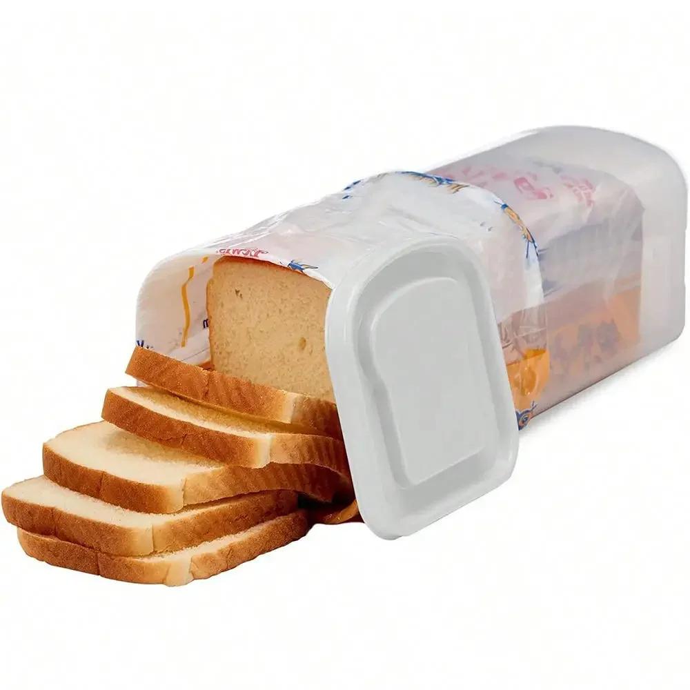 

Rectangular Bread Box With Handle Translucent Cake Container Packaging Box Storage Case For Dry Fresh Foods Loaf Cake Keeper белый