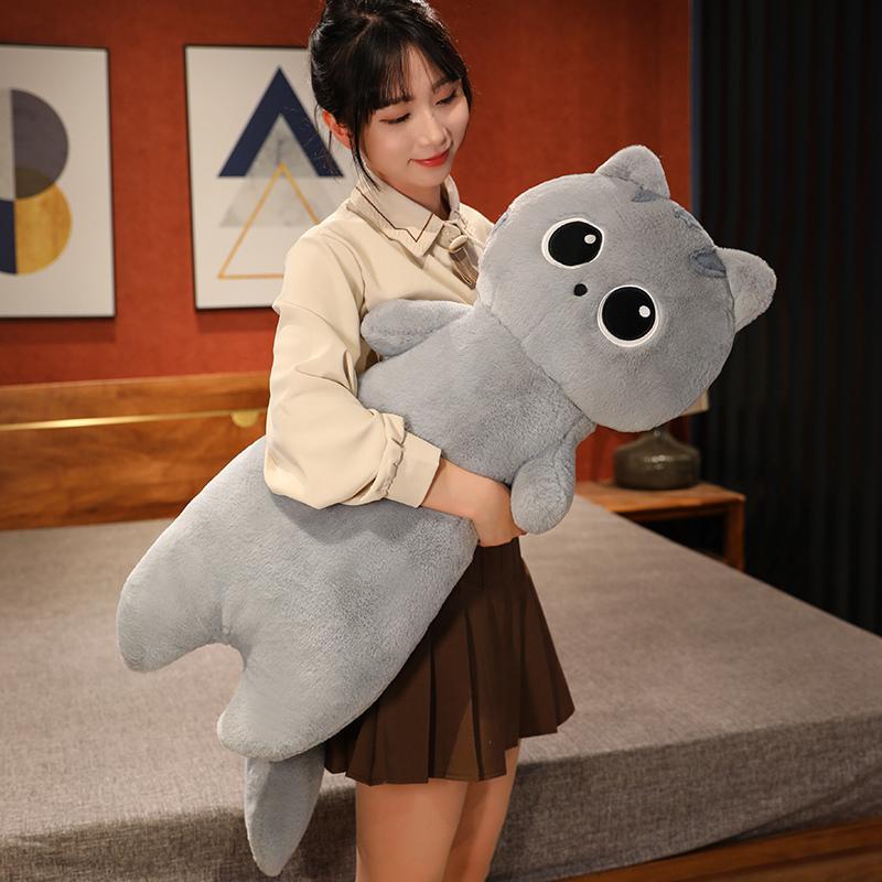 40100cm Big Eyes Cartoon Animal Plush Toy Stuffed Yellow Black Grey Cat Plushie Peluche Sleeping Long Leg Pillow Kids Present