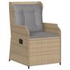 Garden Chairs with Cushions 2 Pcs. Adjustable Beige Poly Rattan