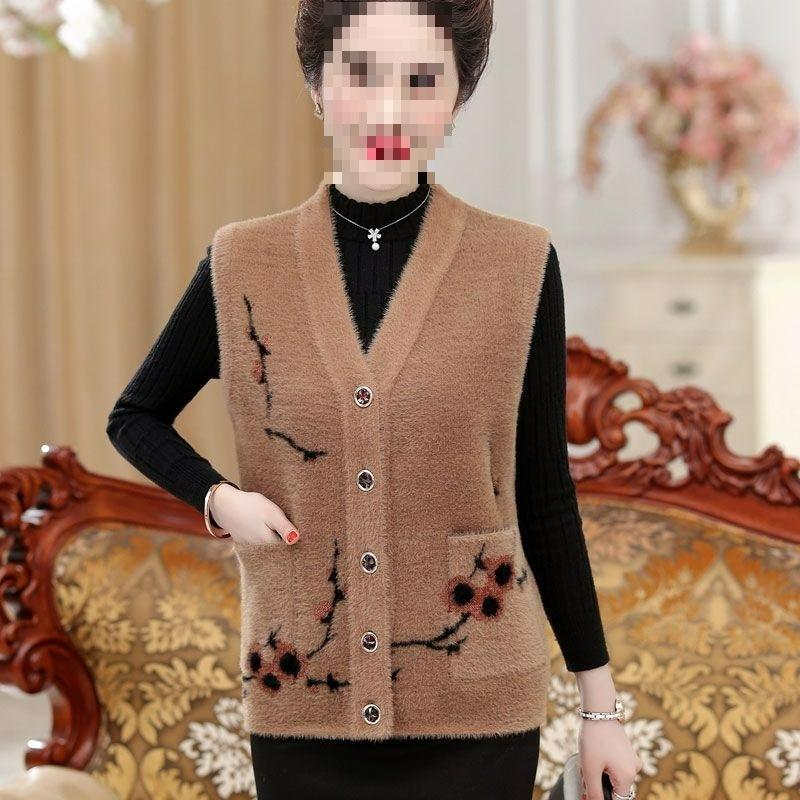 

Women s Spring and Autumn Waistcoat, Mother s Waistcoat, Large Size Winter Imitation Mink Fleece Jacket 5XL хакі