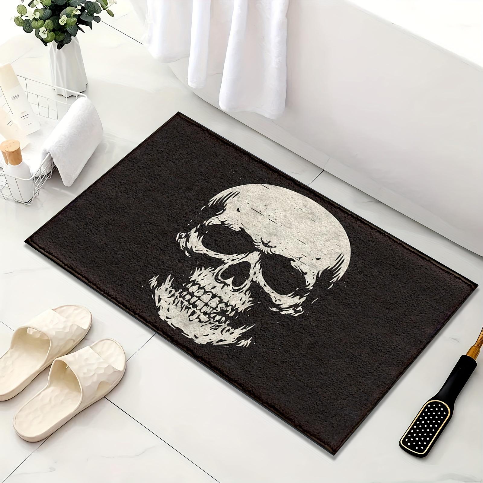 

VIKAMA Halloween Horror Skull Carpet Door Mat Living Room Carpet Rug For Bedroom Black Floor Mat Anti-Fouling Dirt-Resistant 40X60CM (1.3X2FT
