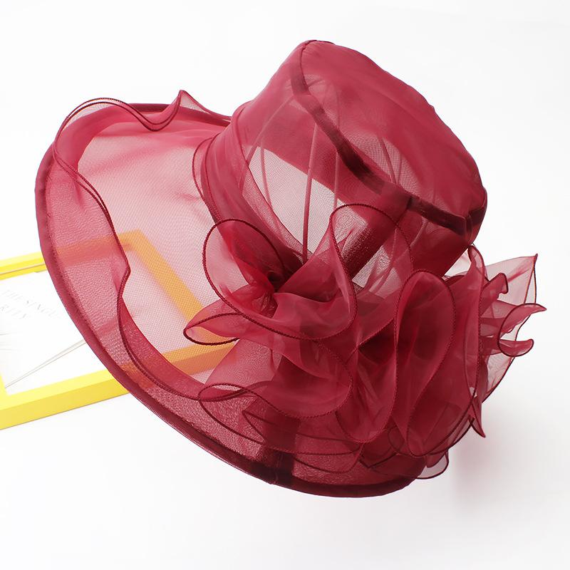 Hat Female Summer Hepburn Eugen Flower Vacation Beach Sunscreen Shade Flat Top Sun Hat Big Brim