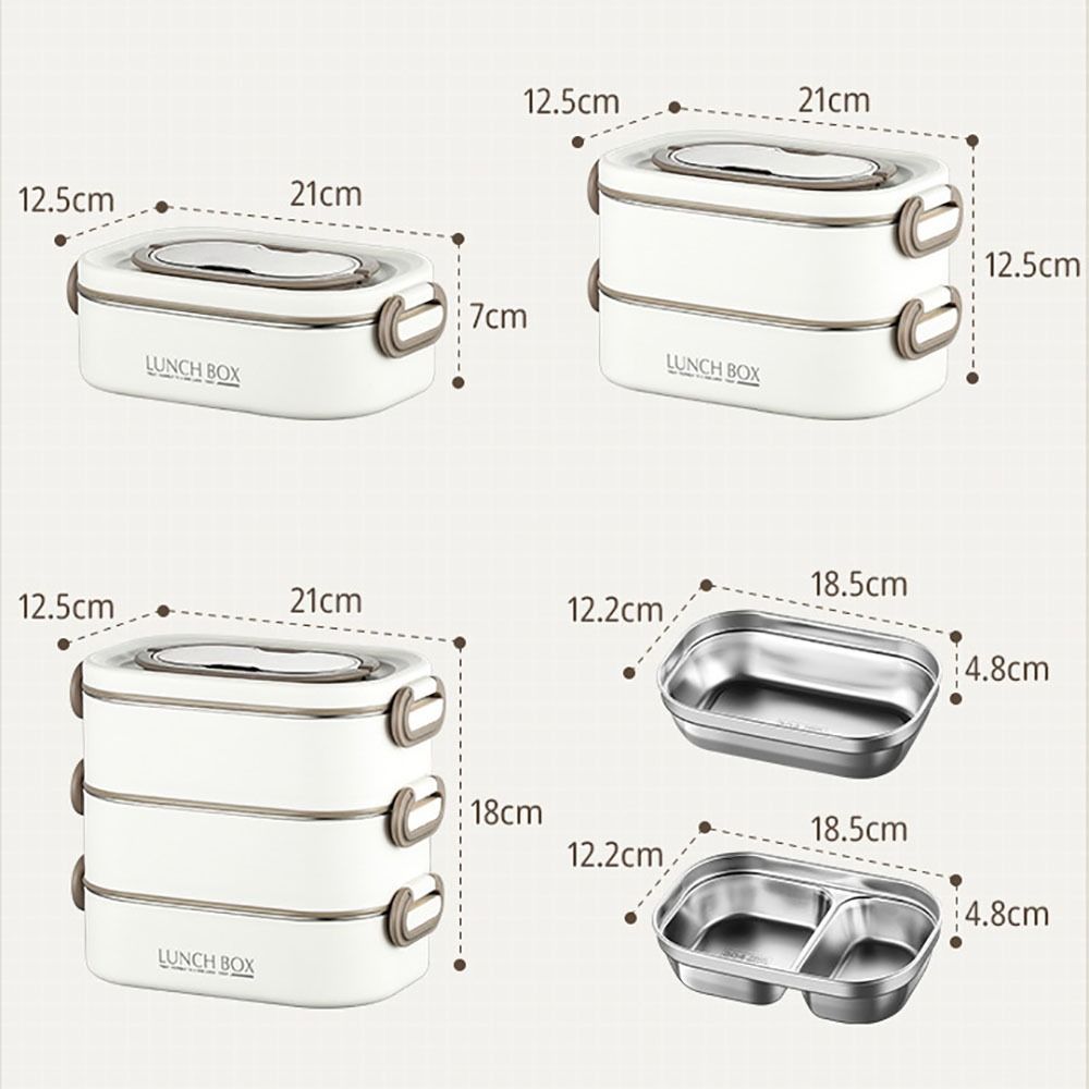 Large Capacity Thermal Lunch Box With Fold Spoon Food Storage Containers  Office Picnic