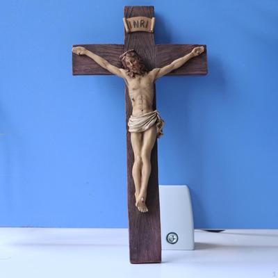 Resin Crucifix Stand Figurine for Home Chapel Ornament
