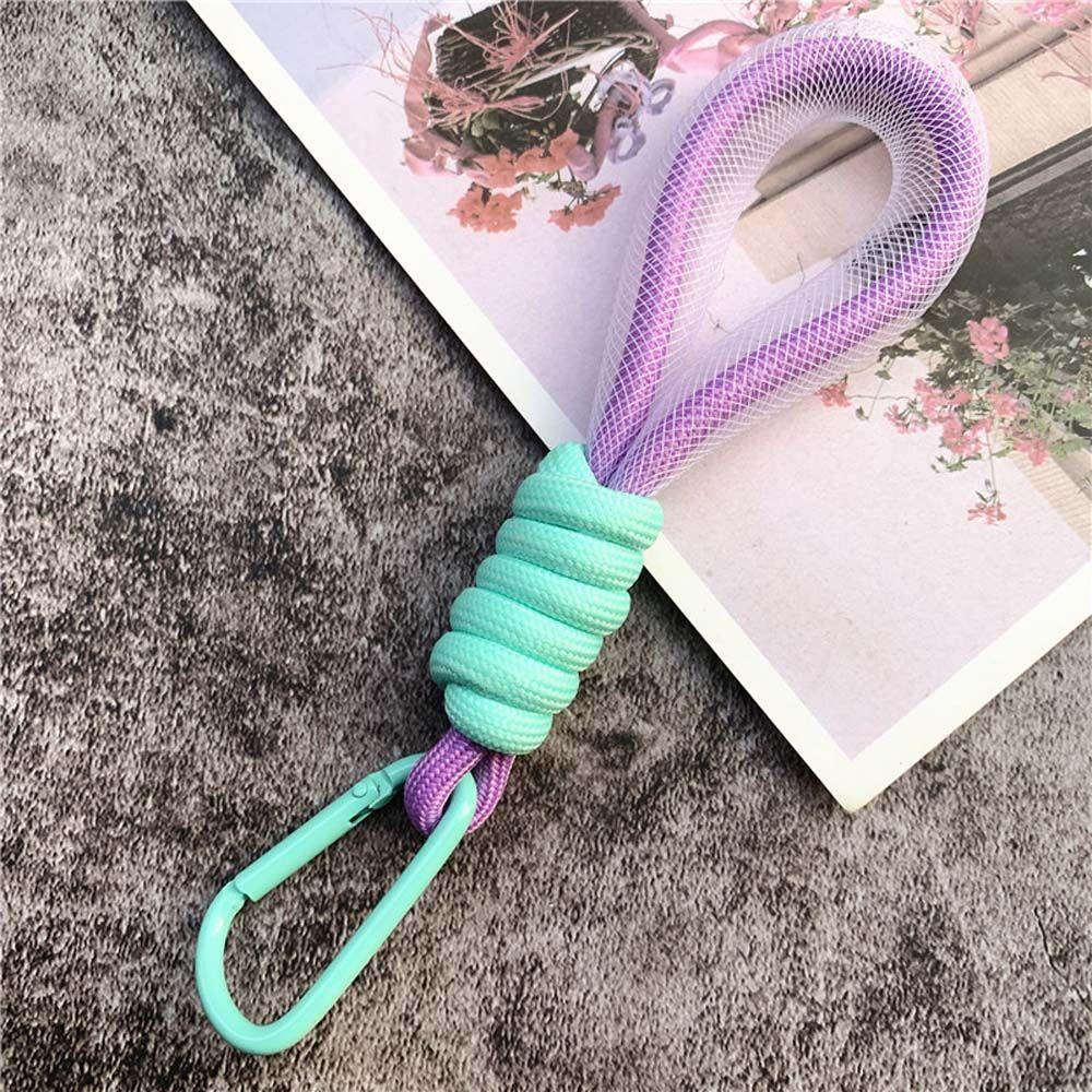 Accessories Fluorescent Phone Strap Braided Strips Keycord Mesh Lanyard Keychains Key Rings