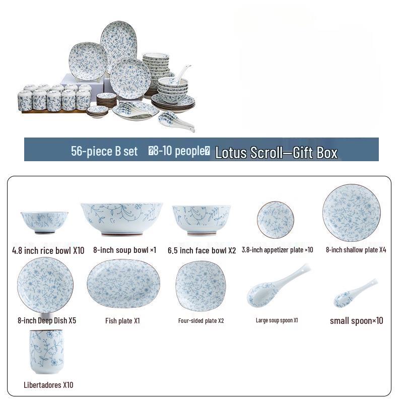Mod Lanca 56-Piece Japanese Ceramic Dinnerware Set