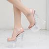 Lady Waterproof Platform High Thick Heel Sandals Ankle Strap Crystal Heel Sandals for Nightclub Party Pub Banquet Catwalk Show