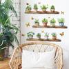 Potted Cactus Shelf Wall Sticker Removable Waterproof PVC Self-adhesive Home Office Living Room Kids Bedroom Green Plant Wall Art Decoration Decal