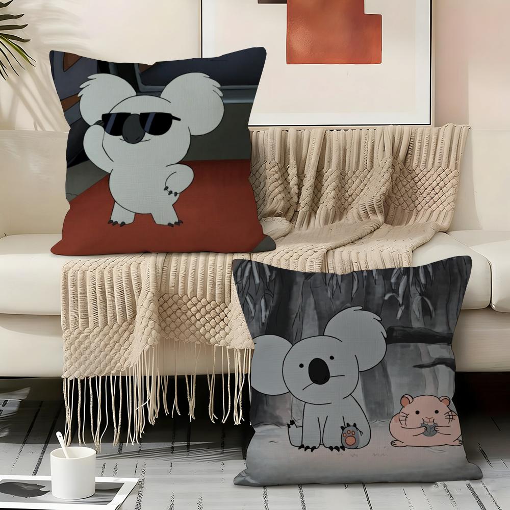 Anime Koala Creative Cartoon Pillow Case Pillowcase, Double-sided Printed, Sofa Cushion, Bedroom Headboard Pillow