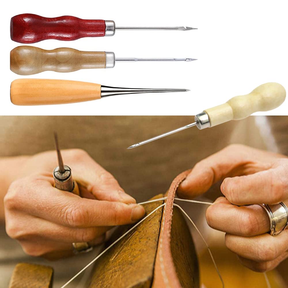 YFFSFDC Leathercraft Tool Set for Hand Includes Waxed and Presser Foot for DIY Hand Sewing and Leather Cord Sewing 14-Piece Sewing, Thread, Needles,