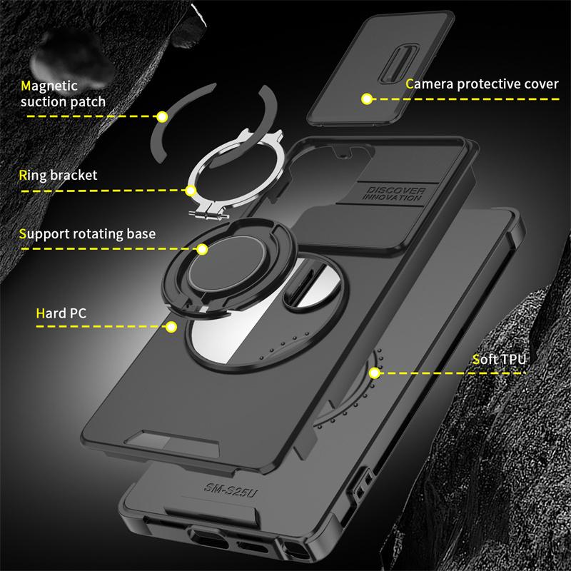 Armor Magnetic Ring Case for Samsung Galaxy S24 S23 Plus S21 S22 S25 Ultra S20 FE A54 A55 A16 A36 A56 A17 5G Lens Protect Cover