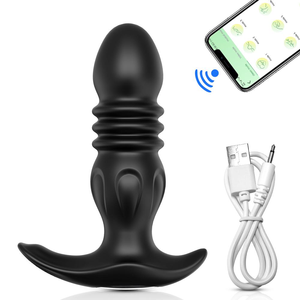 Male Thrusting Prostate Massager Vibrator APP Control for Men Gay Anal Plug Telescopic Butt Plug Female Sex Toy for Adult